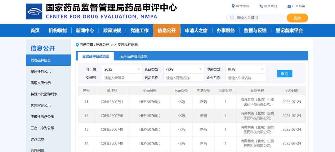 进展丨海湃泰克HEP-50768获国家药监局受理 创新疗法迈入新阶段